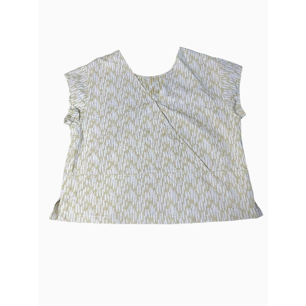 REI Women's Trailsmith Reversible Crossover‎ Top Cotton Sz L Yellow White Boxy